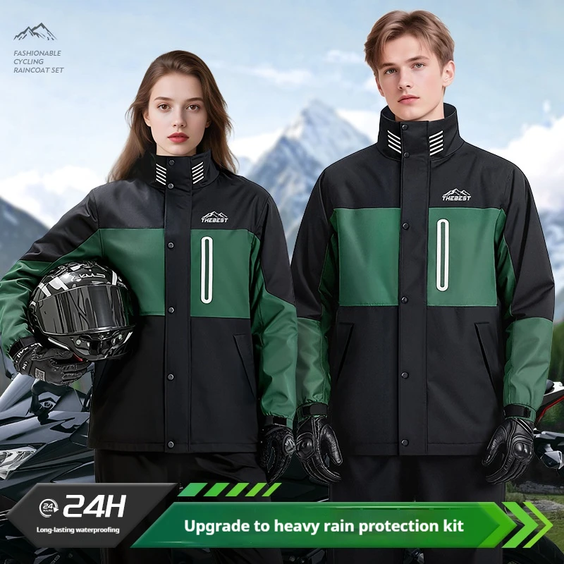 Adult Full Body Motorcycle Raincoat Split Riding Suit Winter Rainstorm Protection for Male Bikers Take-Away Style