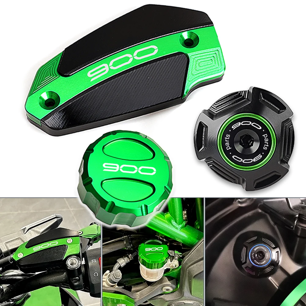 

For Kawasaki Z900 Z 900 ABS 2017-2024 2023 Motorcycle Front Rear Brake Fluid Reservoir Cover Engine Oil Filler Cap Accessories