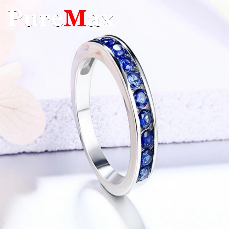 PureMax Royal Blue lab Gems Sapphire Diamond Rings for Women S925 Sterling Silver Jewelry Women's Ring Fine Jewelry Trendy