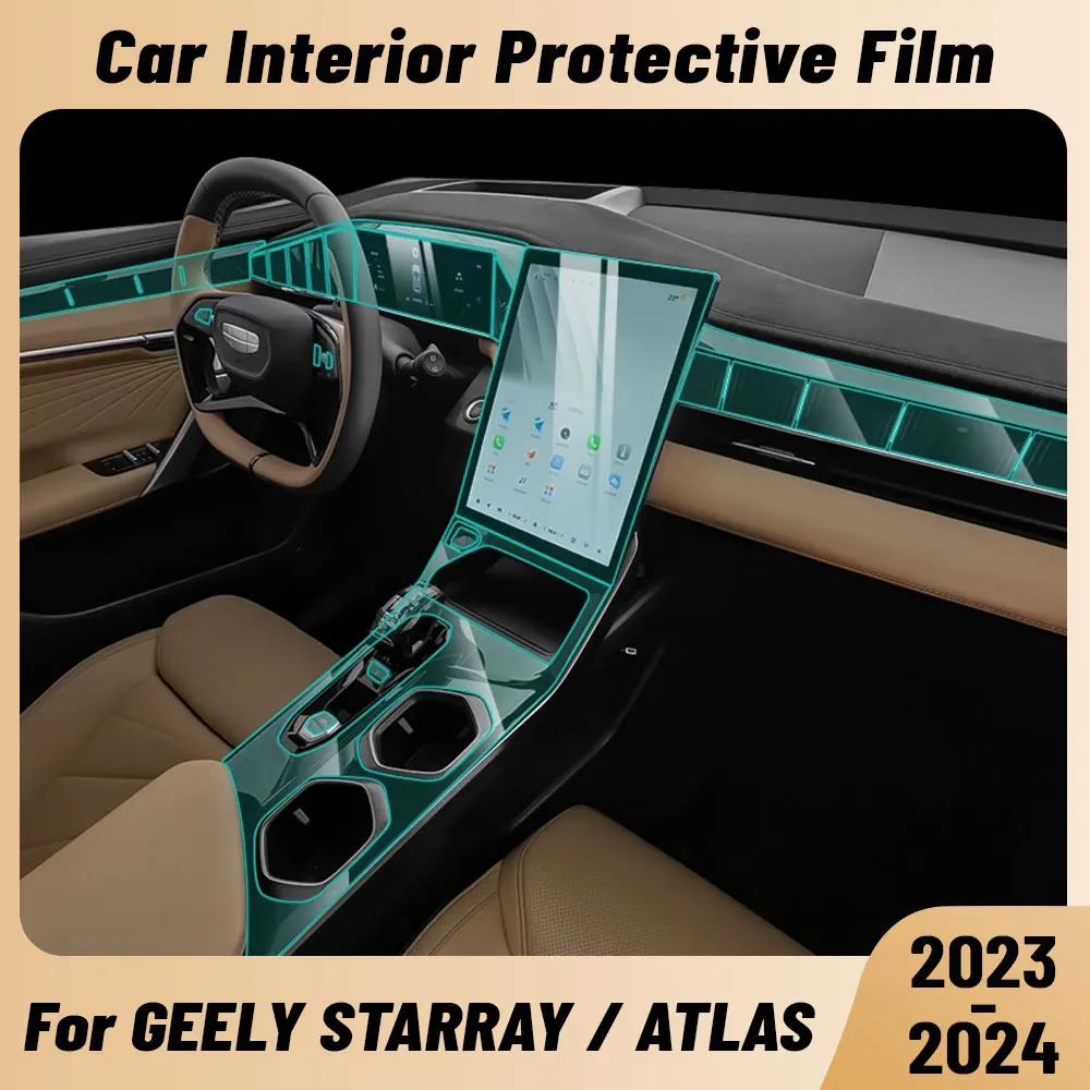 Anti-scratch Car Interior Center Console Media Dashboard Navigation TPU Protector Film For GEELY STARRAY / ATLAS 2023 2024