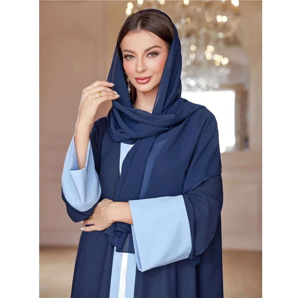 Eid Mubarak Dżellaba Szyfonowe Kimono Kardigan Sukienka Hidżab dla Muzułmanek Otwarta Abaja Dubai Turcja Kaftan Femme Musulman Abayas