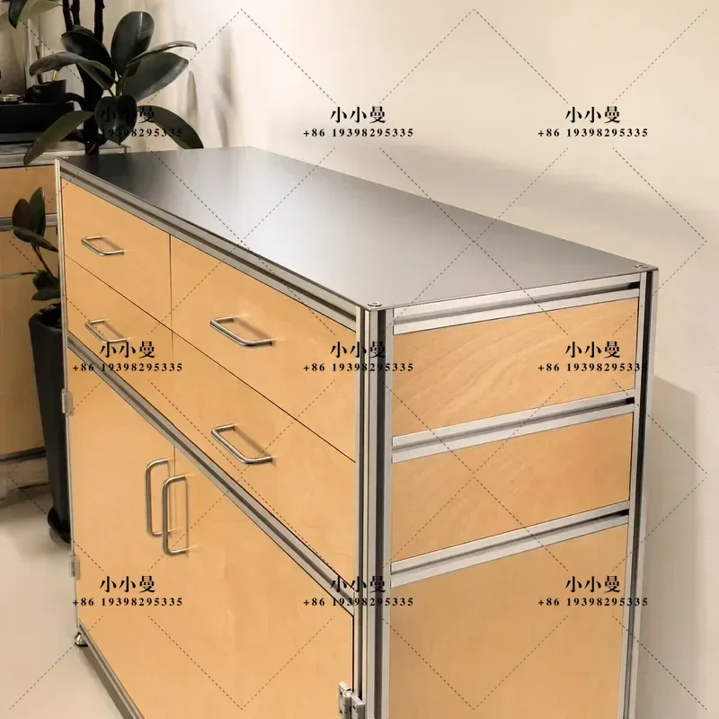 Modern Simple Wooden Locker Multi-layer Drawer Storage Cabinet Household Display Cabinet Aluminum Alloy Frame