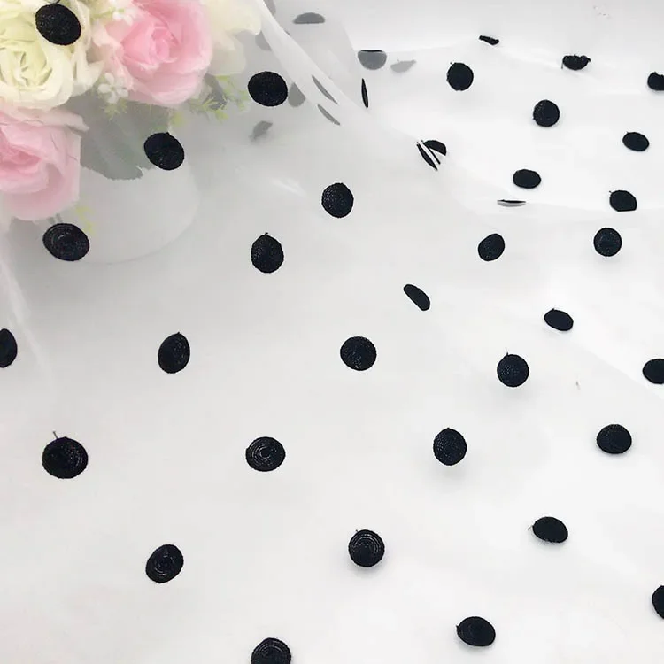 1meter/lot 135cm Organza Polka Dot Embroidered Fabric DIY Fashion Women's dress Skirt children's TUtu dress Fabric