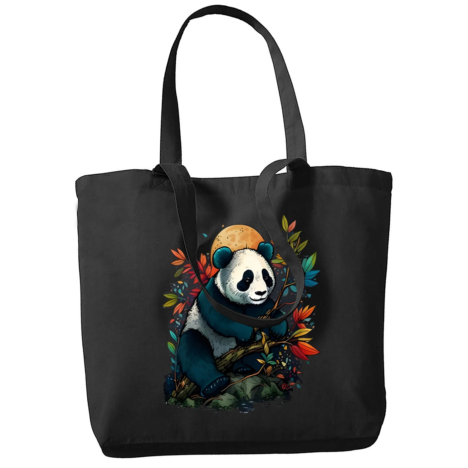 All I Want To Do Is Panda No Today Print Reusable Shopping Bag Women Canvas Tote Bags Printing Bag Cartoon Shopper Shoulder Bags