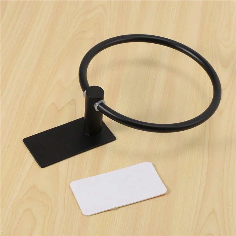 Y51A-Towel Ring/Hand Towel Holder - Self Adhesive Round Towel Rack Black Hand Towel Bar For Bathroom, Stainless Steel