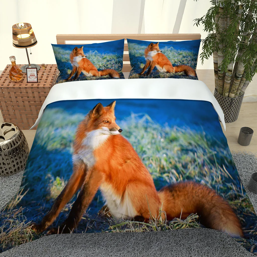 Bedding Sets For Teens Boys 3D Animal Fox Beddings Sets Comforter Cover Set Decorative 3 Piece Duvet Cover With 2 Pillow Shams