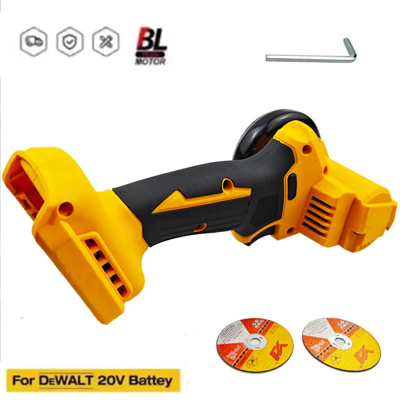 Mini Angle Grinder 3 Inch Cordless Polishing Machine Diamond Cutting Grinder + 2 Cutting Disc Power Tool for Dewalt 18V Battery