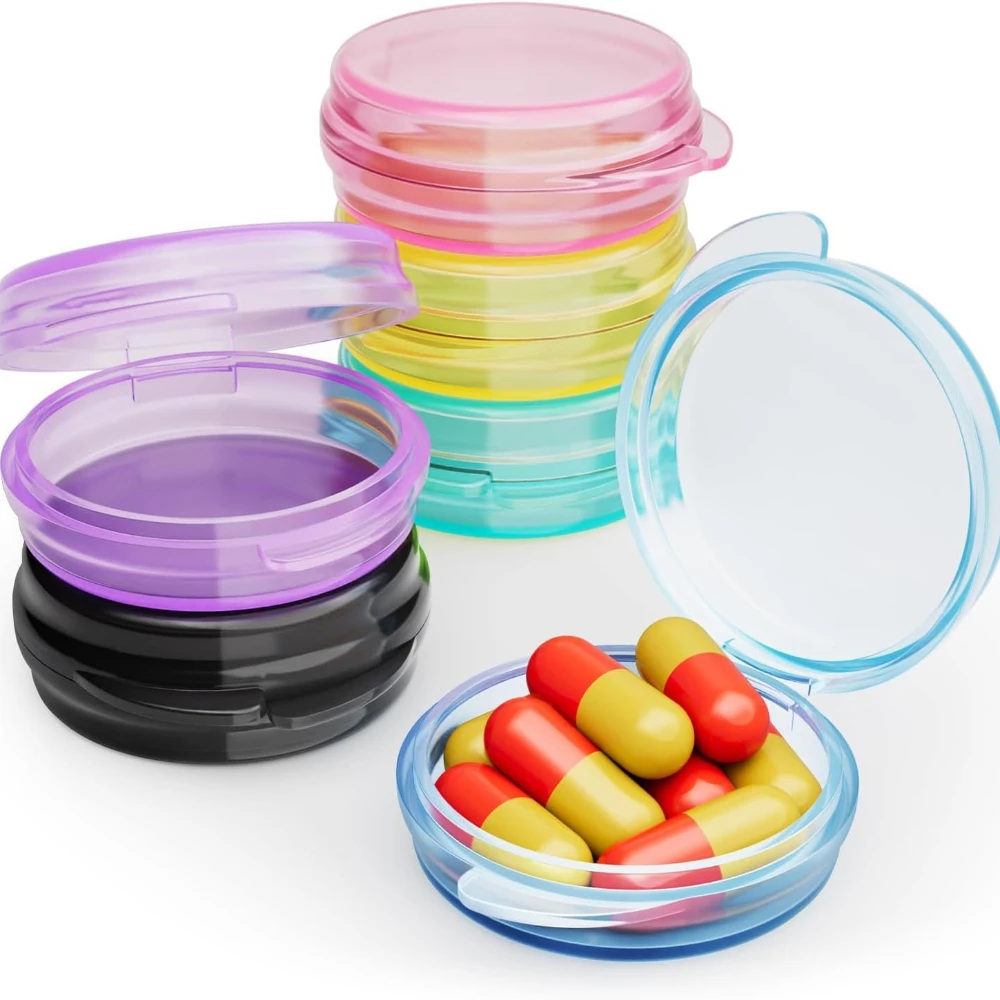 Small Pill Box Daily Mini Pill Organizer Portable for Purse Pocket Travel Pill Case Medicine Storage Container Earplug Case
