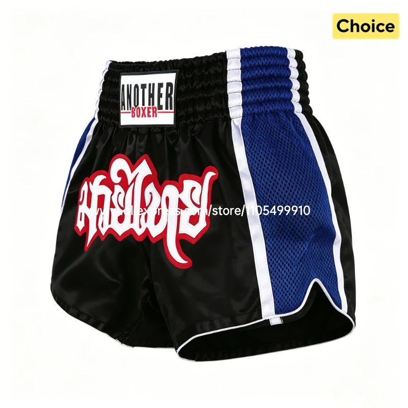 Professionelle Muay-Thai-Trainingsshorts für Herren, Damen und Kinder, Satin-Kampfhosen, atmungsaktiv, leicht, MMA-Kickboxen, Sportbekleidung