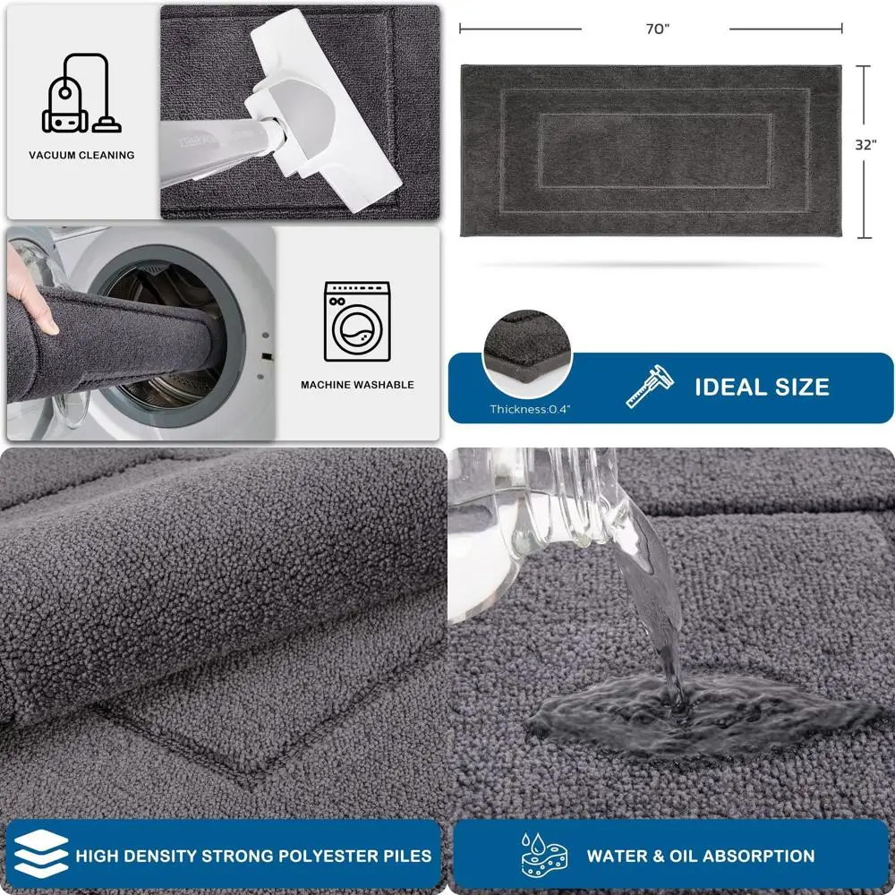 

32x70 Inch Machine Washable Kitchen Runner, Non-Slip Hallway Rug, Absorbent Soft Area Rug for Kitchen, Hallway, Laundry