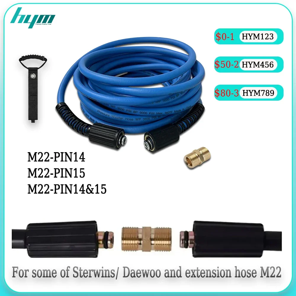 Car Washing Water Hose Explosion-proof Rubber Hose High-pressure Water Pipe M22 14-15 Thread Flexible Extension Replacement Hose