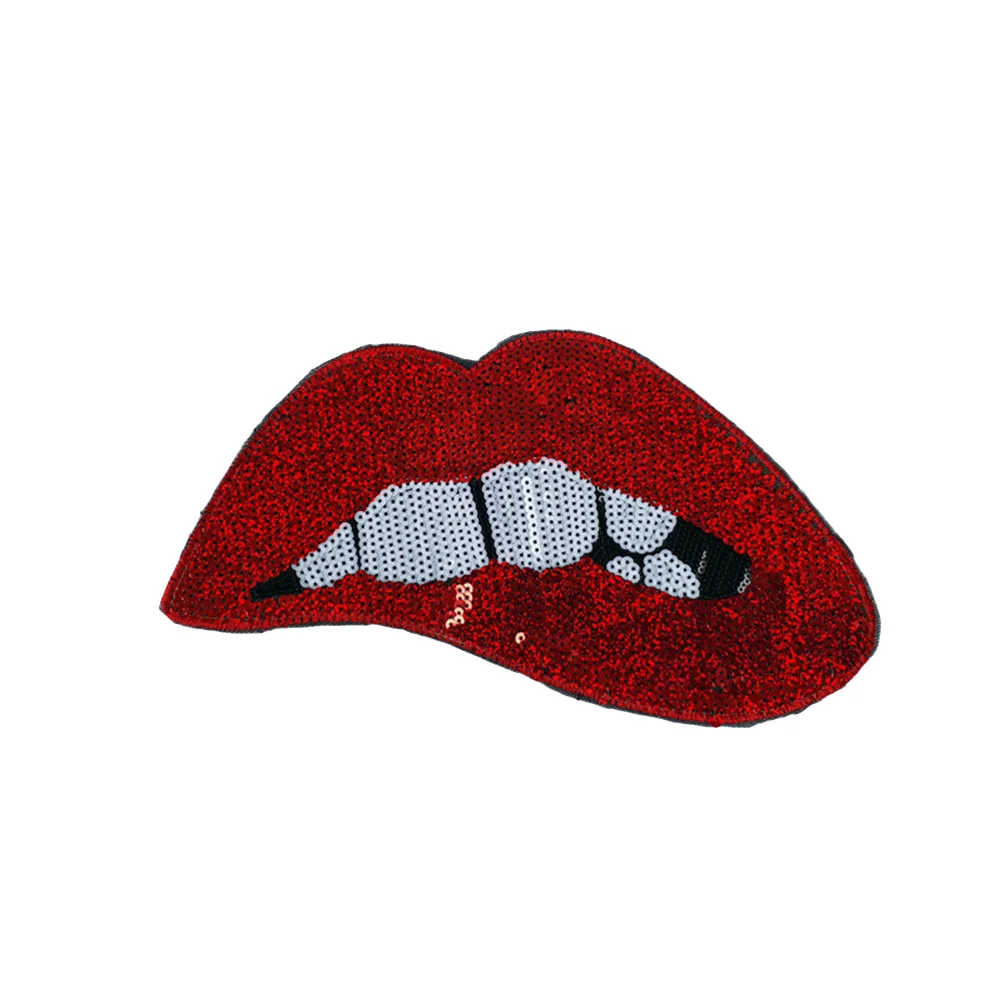 Lips Sequins Patches Embroidery Appliques for Clothes Sewing and Stick Craft Supply sequin patches for clothes