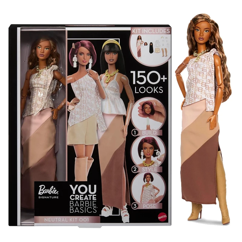 Set de Muñeca de Moda Barbie Signature Basics para Crear Tu Propia Muñeca, con Vestido, Botas, Ropa Intercambiable, Cabeza con Peinado, Juguetes para Niñas, Cuerpo Posable