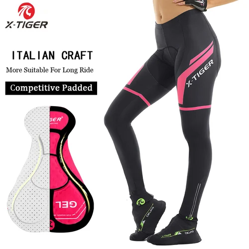 Imagen 1 del producto X-TIGER pantalones de ciclismo para mujer, pantalones de ciclismo MTB, antisudor, antigolpes, 5D, acolchado antideslizante, pantalones deportivos para bicicleta de carreras