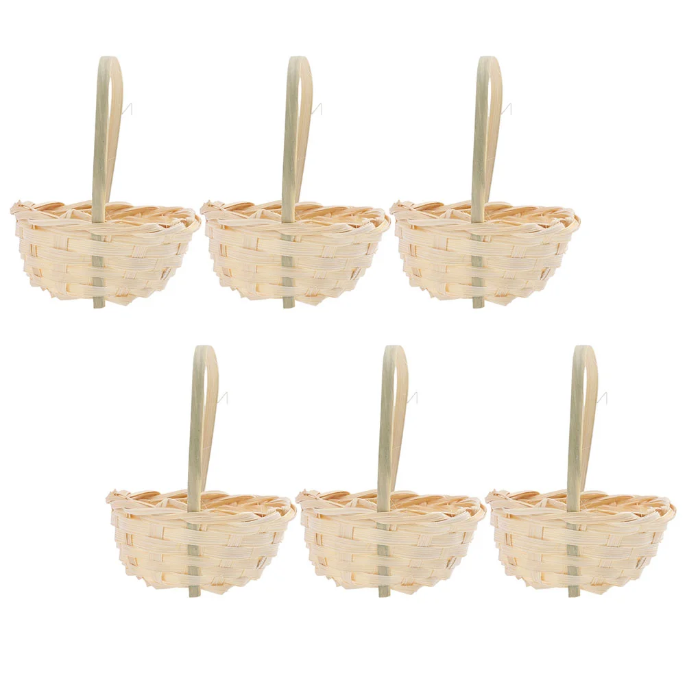 

6 Pcs Toy Mini Flower Basket Decor Miniture Decoration Bamboo Dollhouse Wedding
