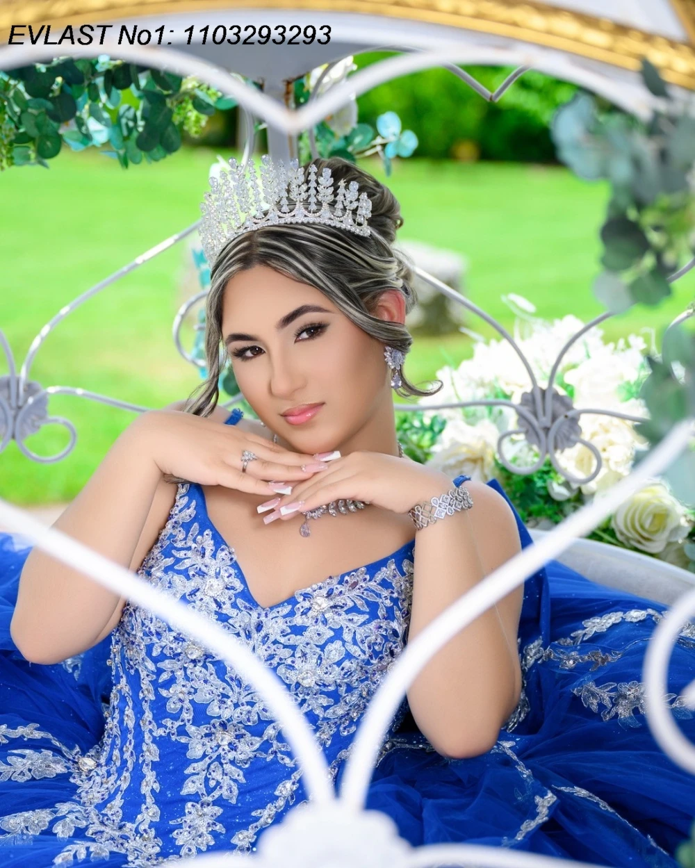 EVLAST Personalizado 2026 Azul Royal Quinceanera Vestido de Baile Vestido de Renda Applique Beading Ruffles Doce 16 Vestidos De 15 Anos E1QN721