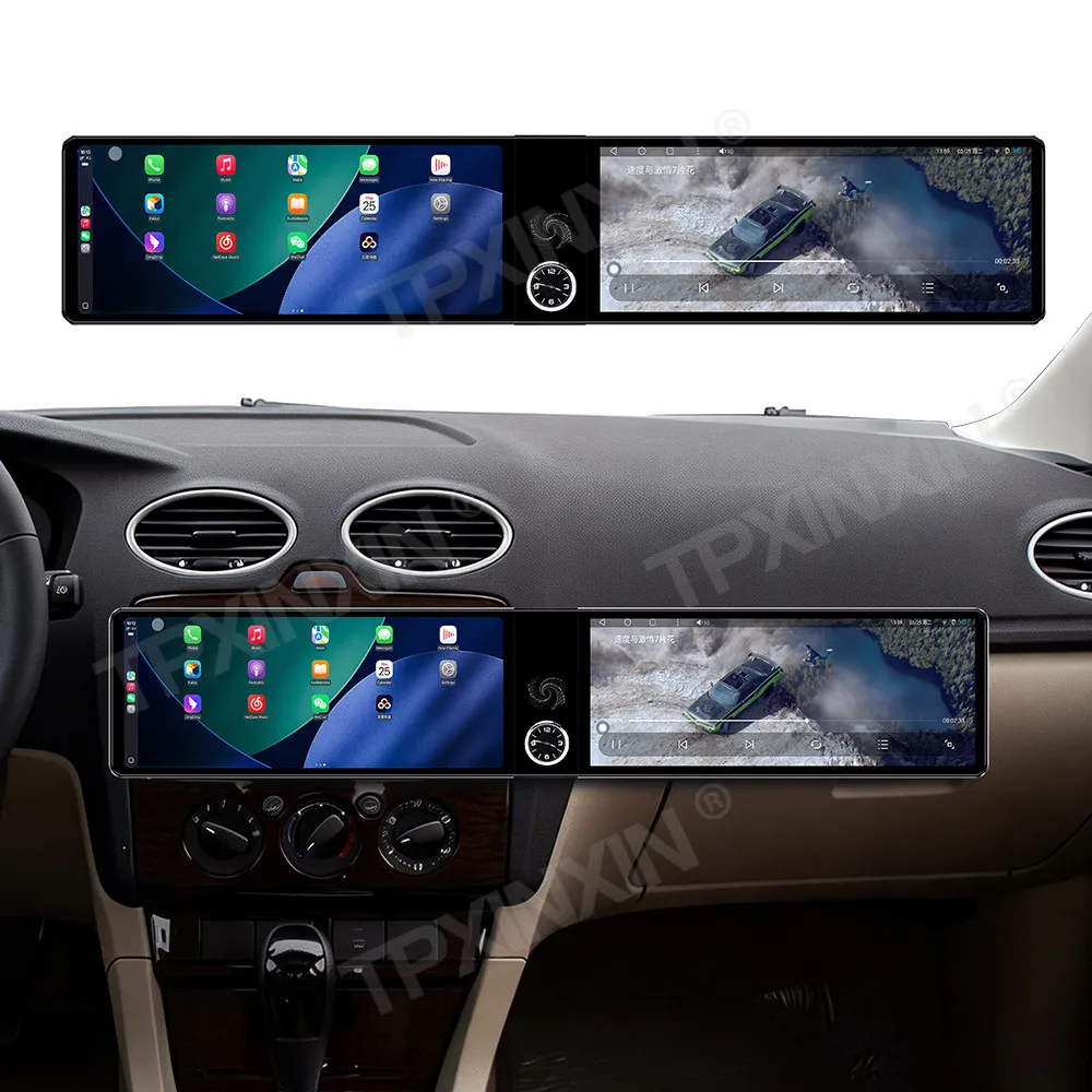 Android Auto Carplay For Ford Focus 2005-2007 Car Radio 24.6 Inch Dual Screen GPS Navigation Stereo Multimedia Player Head Unit