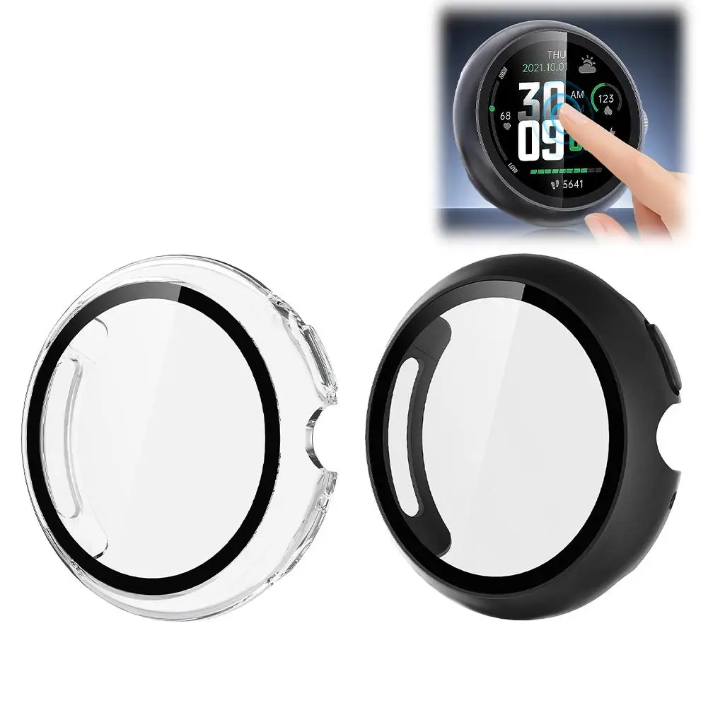 Tempered Glass+Case for Google Watch4 41mm45mm Screen Protector Bumper Shell Hard Matte All Around Protective Cover Y1X6