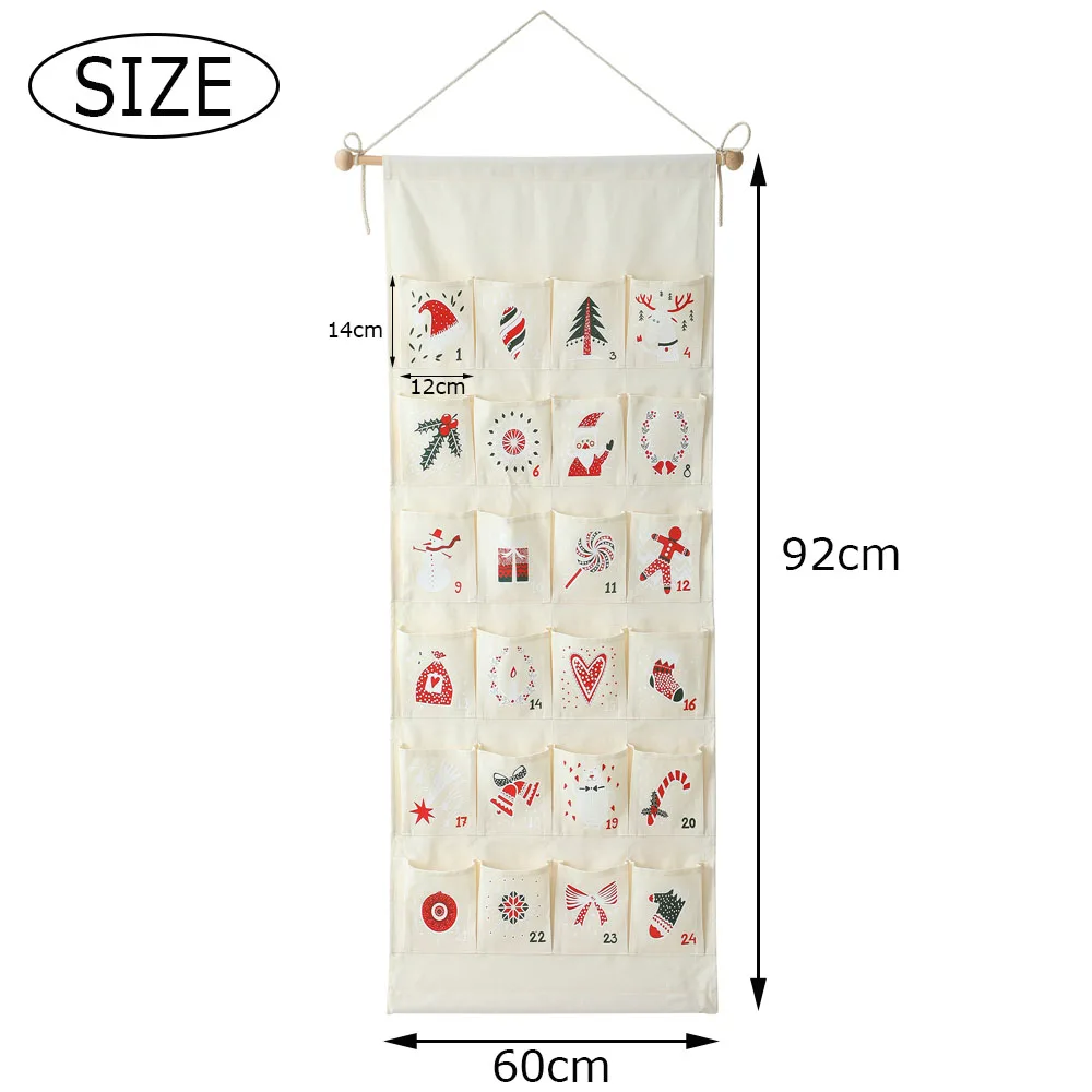 عيد الميلاد تقويم القدوم 24 جيوب للتخصيص قماش جدار شنقا المنظم ديكور احتفالي مع لمسة شخصية قابلة لإعادة الاستخدام
