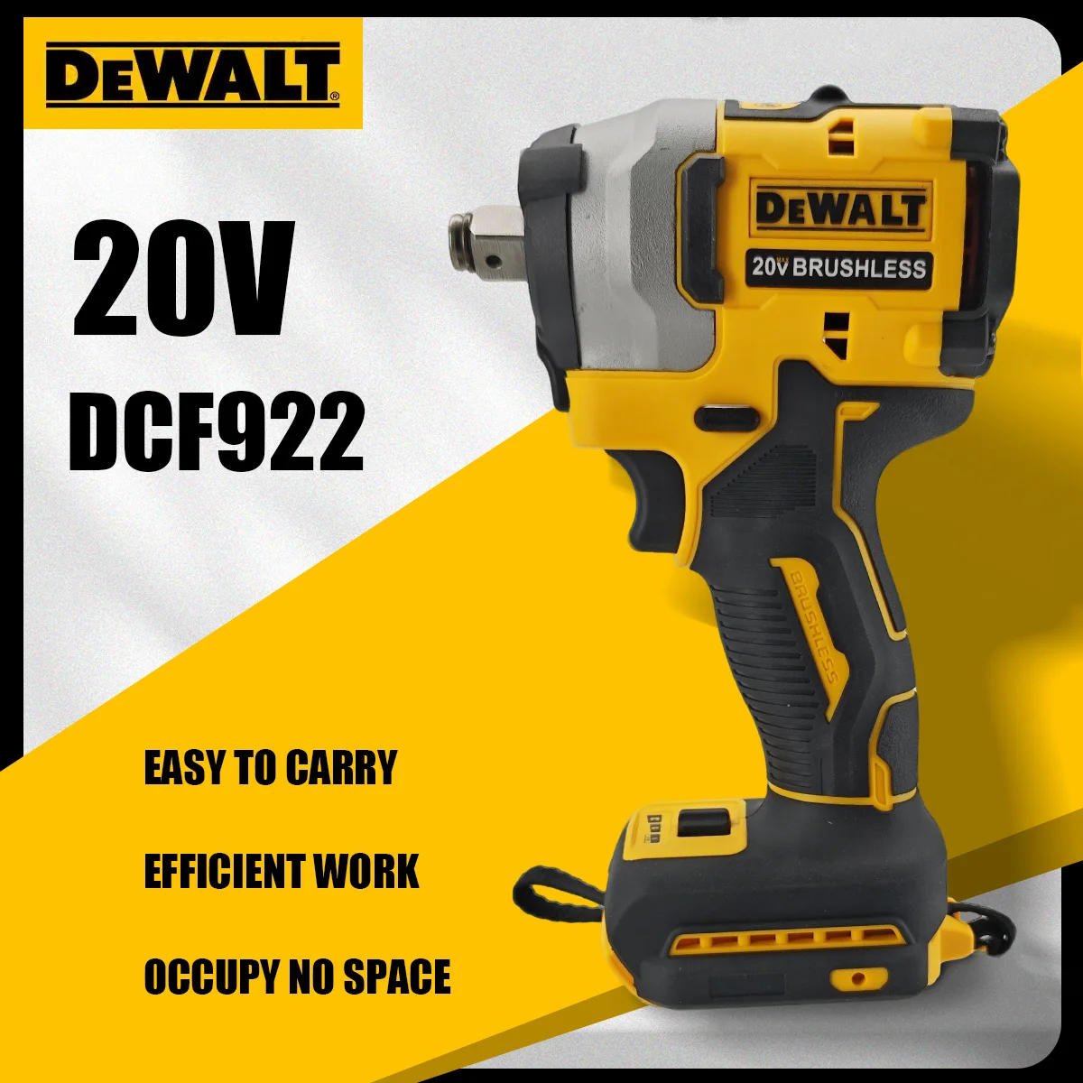

Бесщеточный аккумуляторный ударный гайковерт DEWALT DCF922 20В с высоким крутящим моментом, регулируемой скоростью, электрический шуруповерт, перезаряжаемый инструмент
