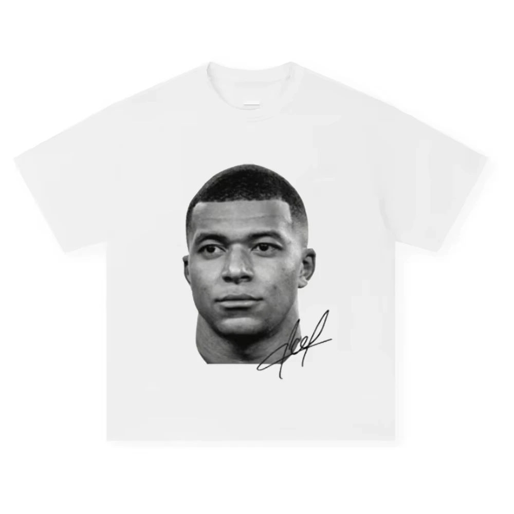 MBAPPE BIG FACE Football Superstar Print Cotton Short-sleeved T-shirt Men Women Clothing Athleisure Fashion Oversize Tee Summer