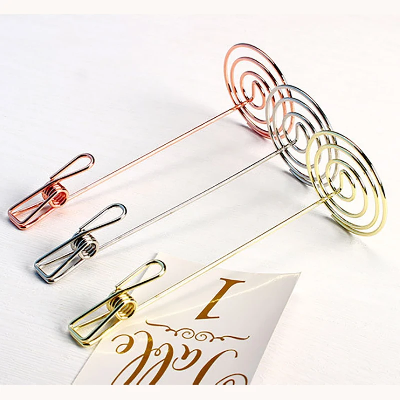 Metal Note Holder Message Folder Iron Table Number Card Stand Paper Clamp Romantic Postcard Photo Clip Desktop Decoration