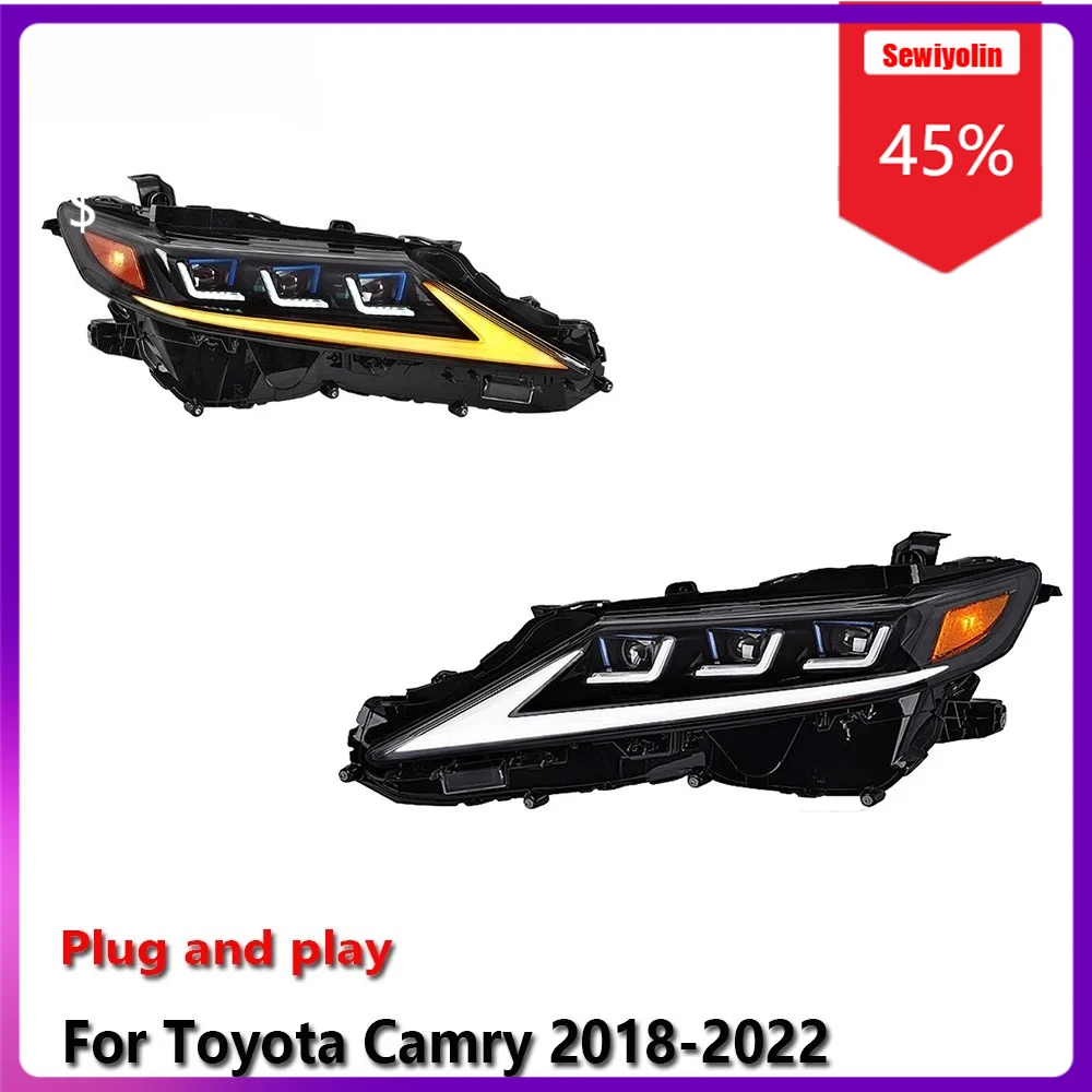 

Автомобильные светодиодные лампы Sewiyolin в сборе для Toyota Camry 2018-2022, противотуманные фары DRL, стоп-сигнал поворота