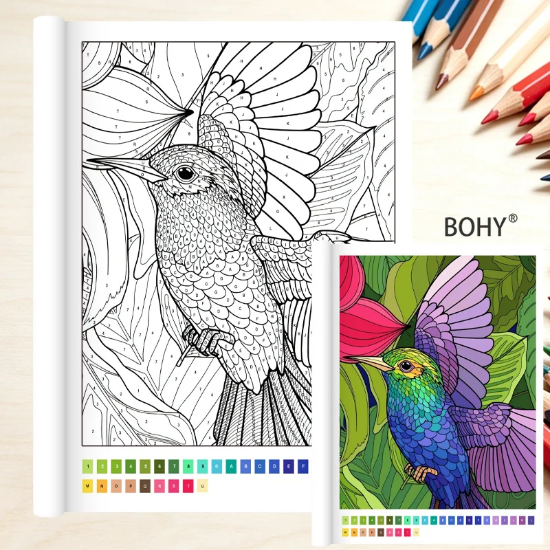 A Digital Coloring Drawing Book with 32 Page Line Drawing Patterns, Adult Decompression Pencil Coloring Brochure Hand Drawing