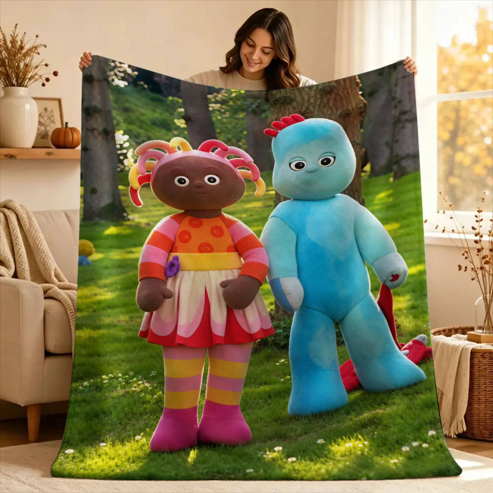 The Haahoos In the night garden Throw Blanket  Flannel Bedspread For Living Room Novelty Sofa Bed Cover