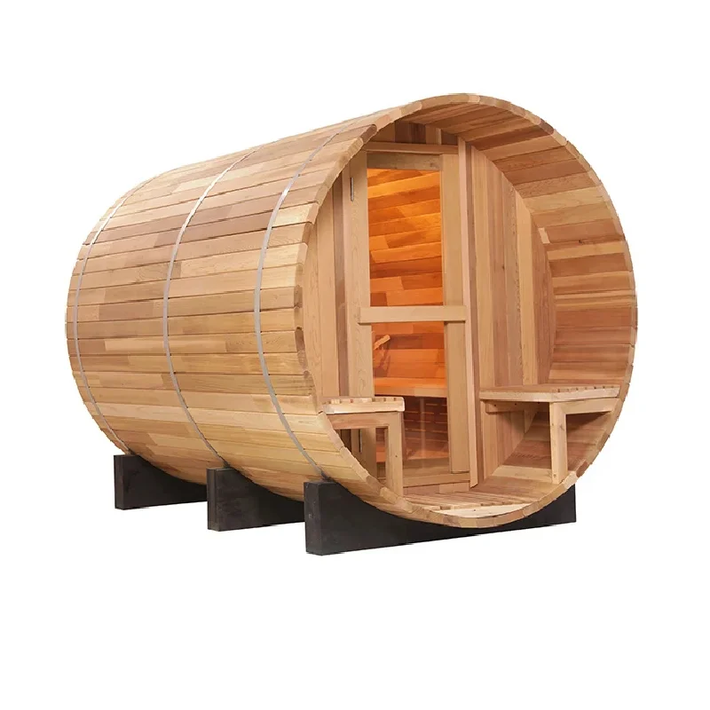 Hot Sale New Material Canadian Thermo Wood Traditional Steam Outdoor Barrel Sauna