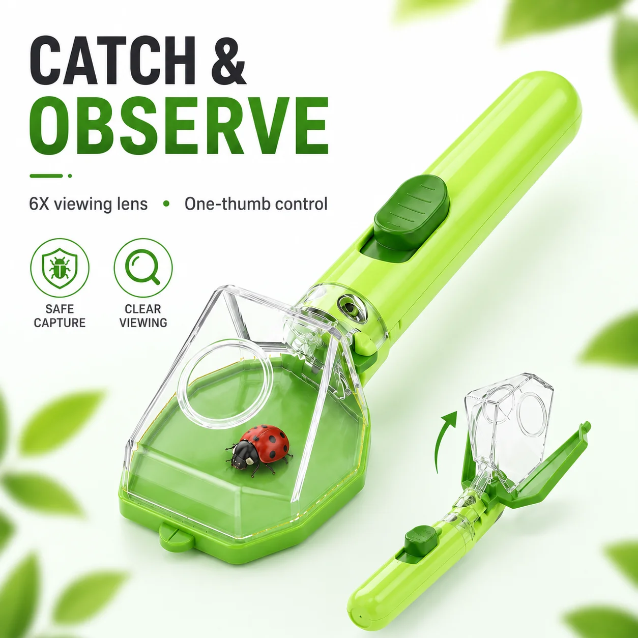 Portable Bug Catcher Box 6X Magnifying Insect Trap Outdoor Explorer Observer Container for Kids Garden Pest Study Tool Nature