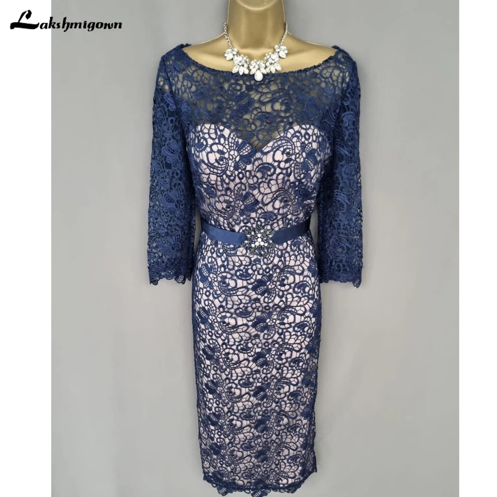 Klassieke O-Hals Moeder Van De Bruid Jurk Custom Navy Jurk Voor Bruiloft Gast Lace Vestido Longo Jurken Moeder Bruid Big Size