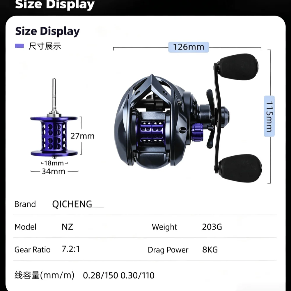 Neue Abu Garcia Baitcasting-Rolle mit 7,2:1 Übersetzung, 8KG Bremskraft, 10 Magneten, Anti-Tangle-System und Messinggetriebe – Detail 3