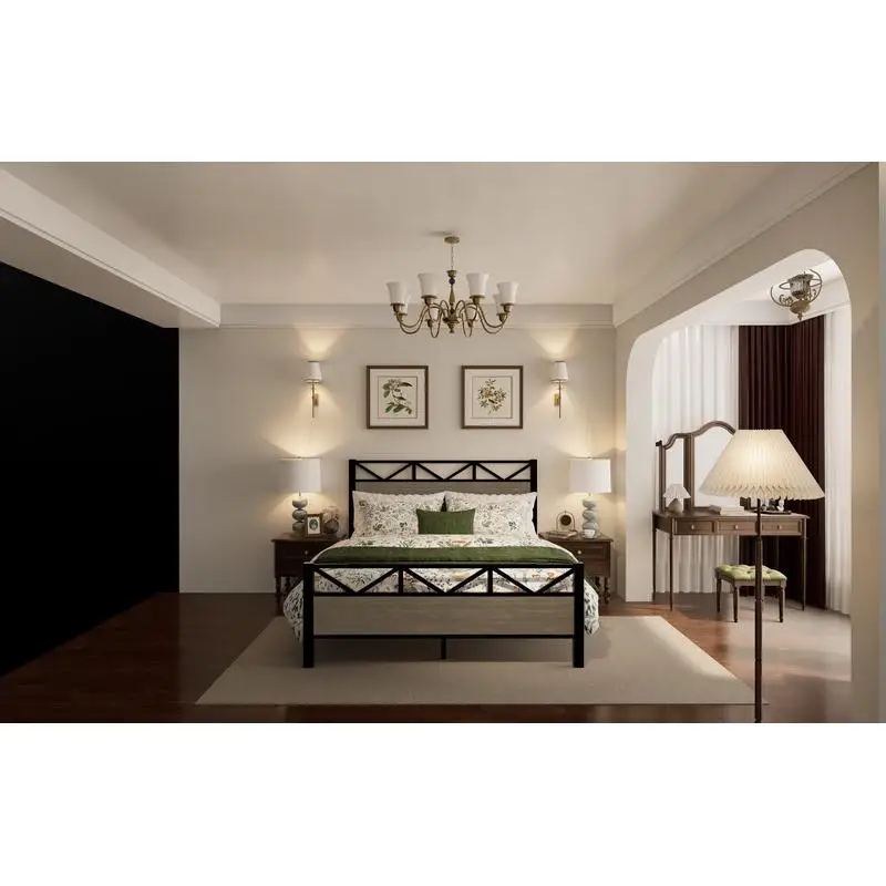 Brown Full Size Bed Frame, Easy Assembly, Sturdy Design for Comfortable Sleep, Perfect for Any Bedroom