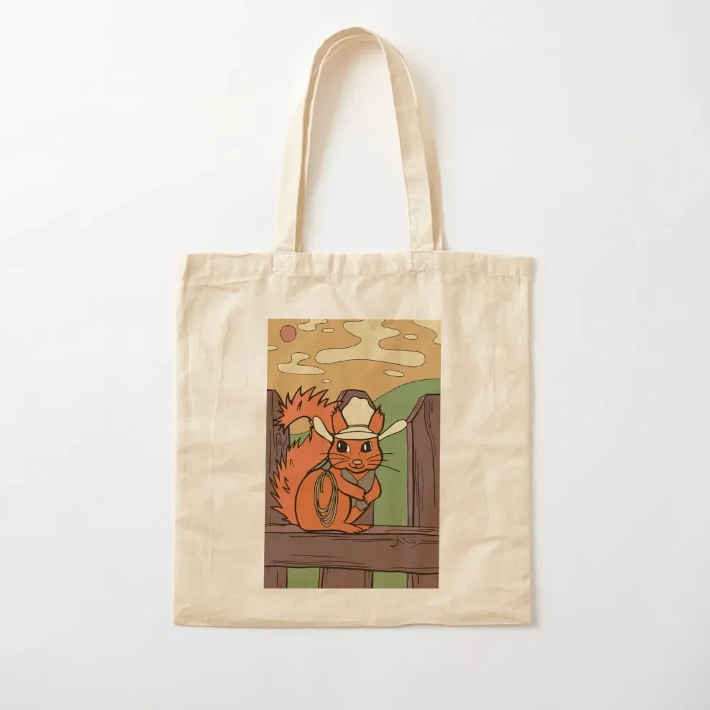 

Yeehaw Cowboy Red Squirrel is Cute and Happy Tote Bag cute tote bag Canvas shoulder bag tote canvas