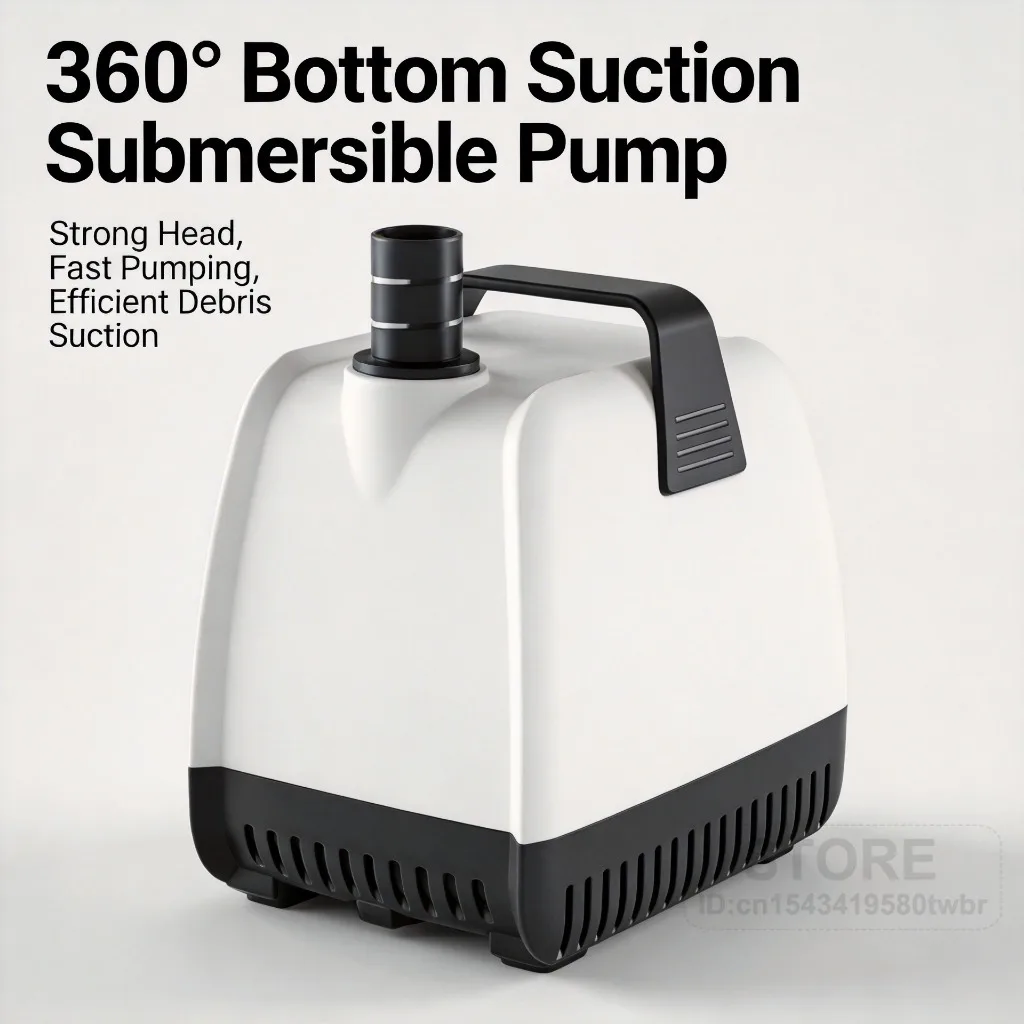 

Ultra Quiet Submersible Pump Fish Tank Suction Pump 360° Vortex Strong Suction Smart Anti-Dry Burn for Aquarium Filter