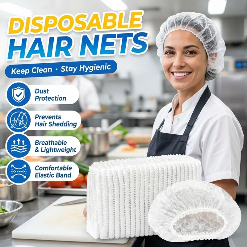 Disposable Nonwoven Food Service Hat Dustproof Anti Hair Falling Breathable Elastic Kitchen Catering Restaurant Hygiene