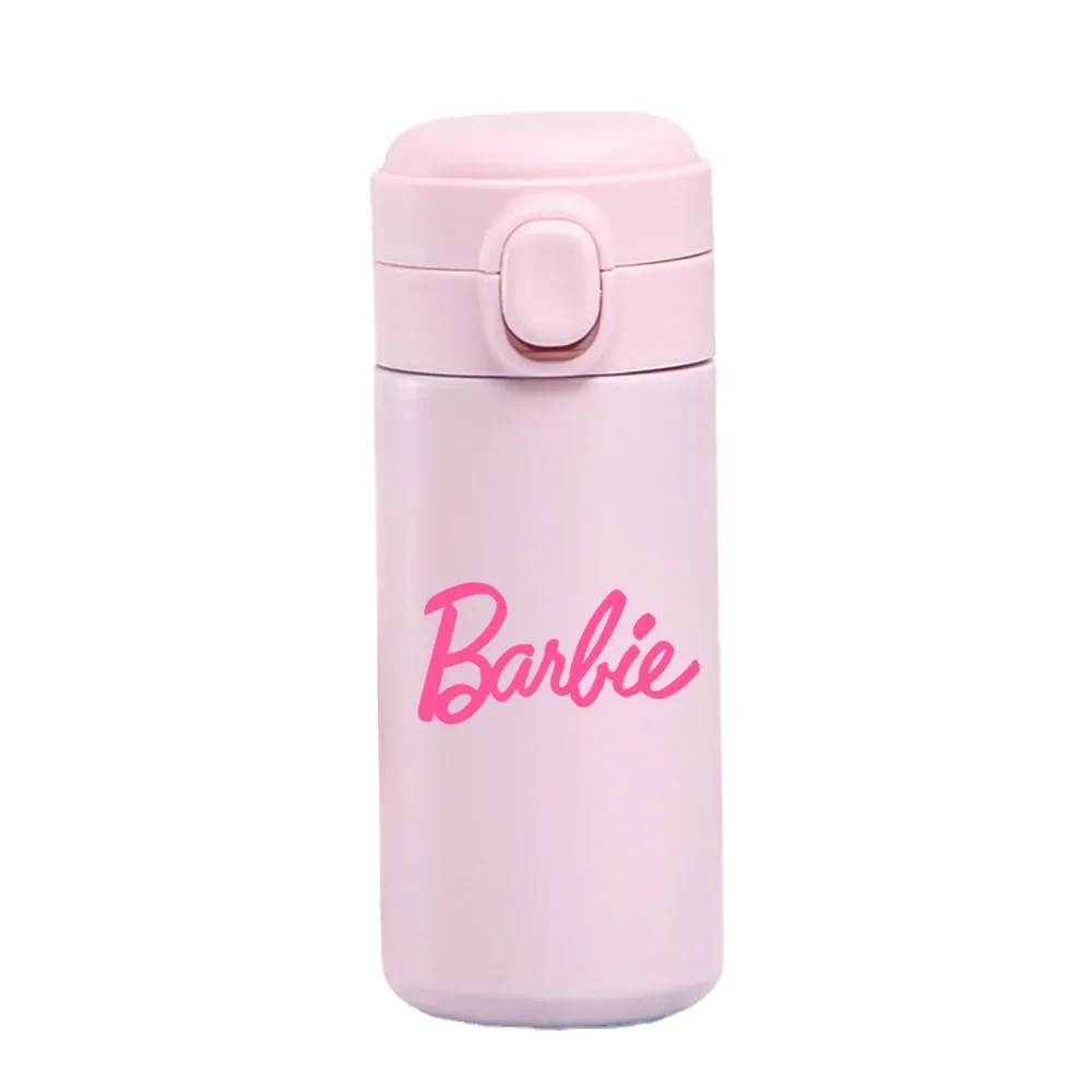 Barbie Thermos Cup Pea Cute Compact Water Coffee Drinks Juice Double-layer Vacuum Portable Bouncing Lid Thermos Cup Girl Gifts