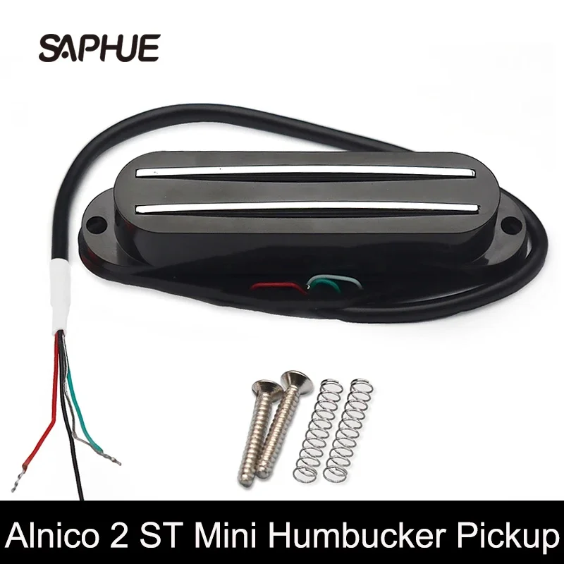 Alnico 2 Mini Humbucker ST Single Coil Size Double Rail Pickup, 9K, 4 Conduct Output Coil Splitting, Multi Colour