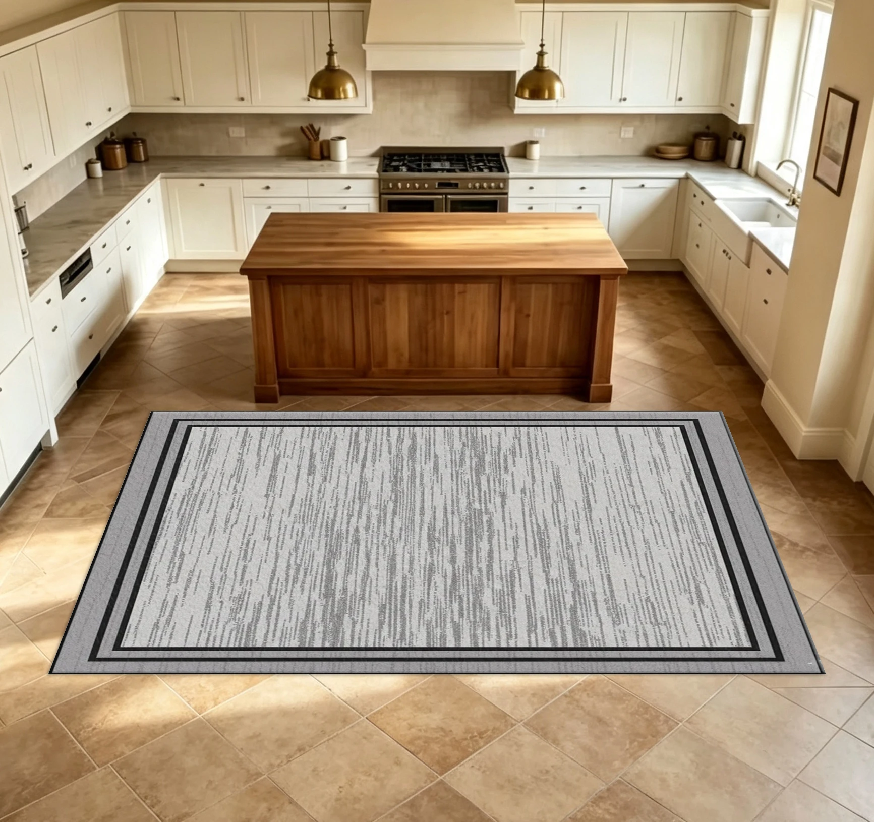Grey Textured Square Border Carpet Flooring Simple Frame Design Modern Household Interior Carpet For Living Bedroom