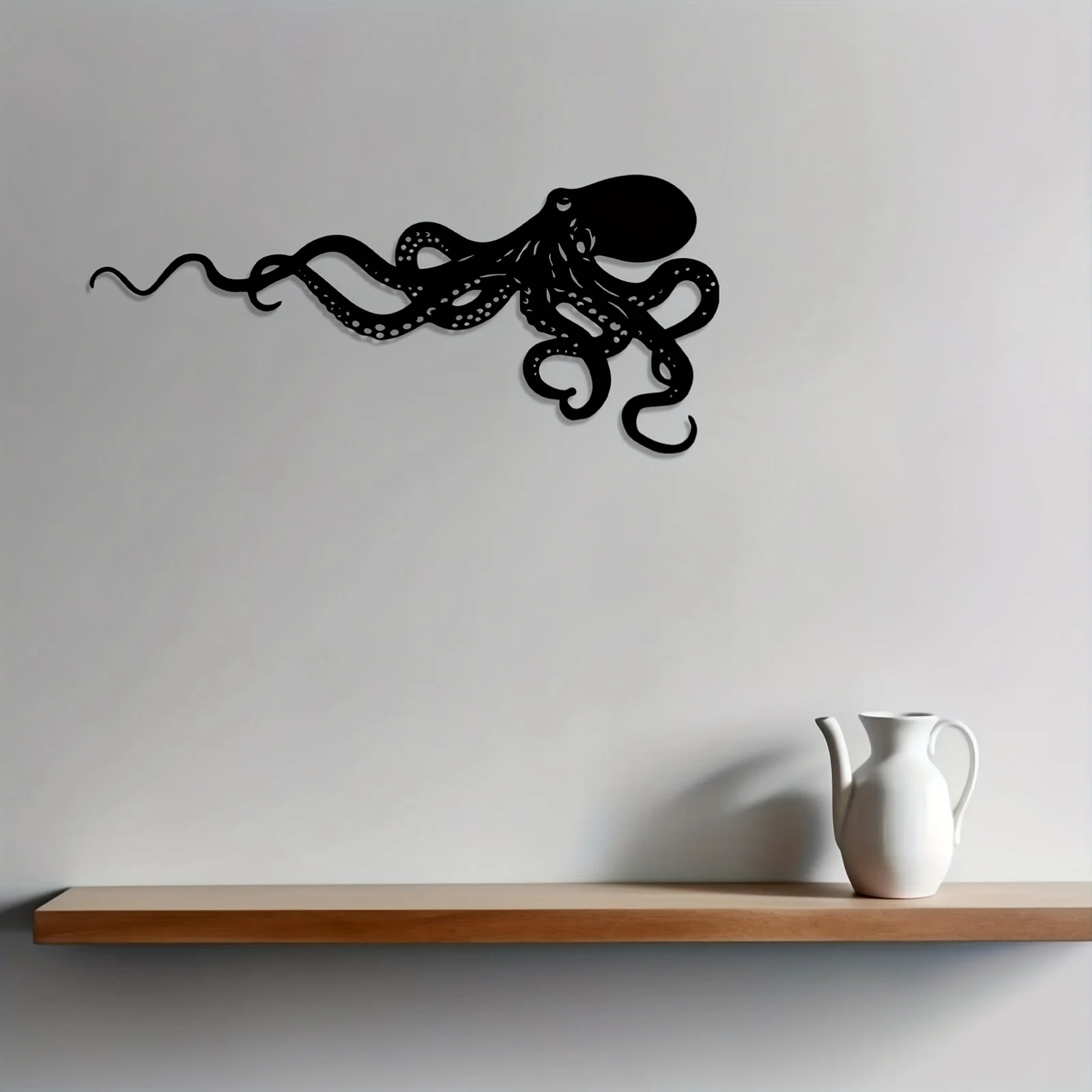 Metal Wall Art Octopus Ocean Iron Rustic Hanging Mural for Bathroom Garden Patio Christmas Housewarming Gift