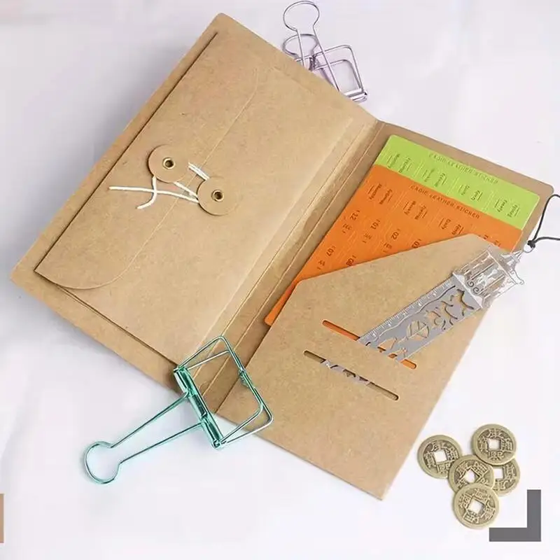 

1PC Kraft Paper Traveler Notebook Kraft Paper Folder Standard Portable Passport Business Card Receipt Storage Envelope