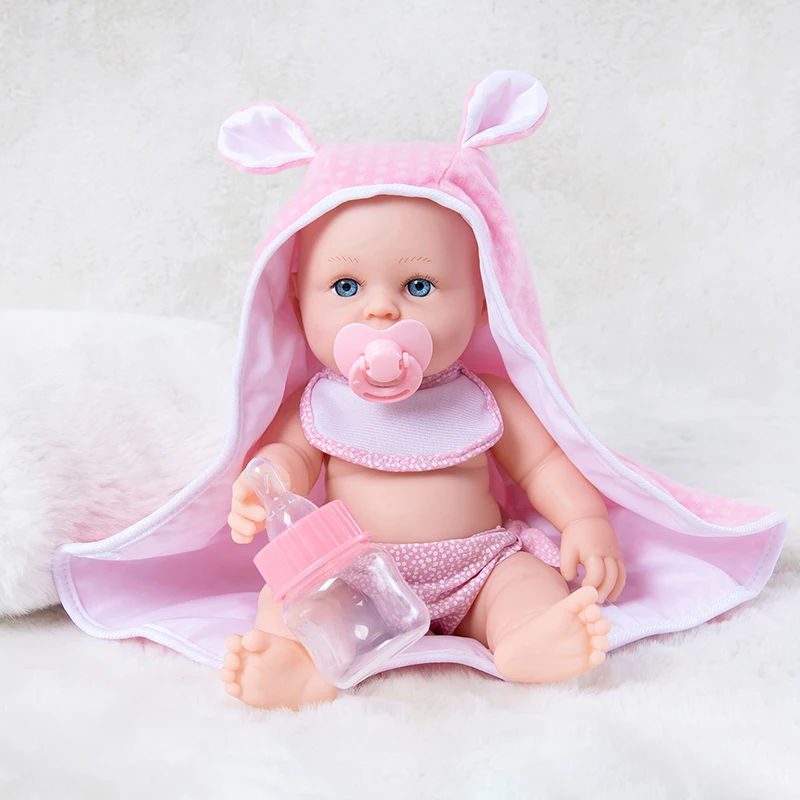 30cm Reborn Doll Holding Blanket Clothes Soothing Simulation Baby Doll Enamel Doll Children's Soft Rubber