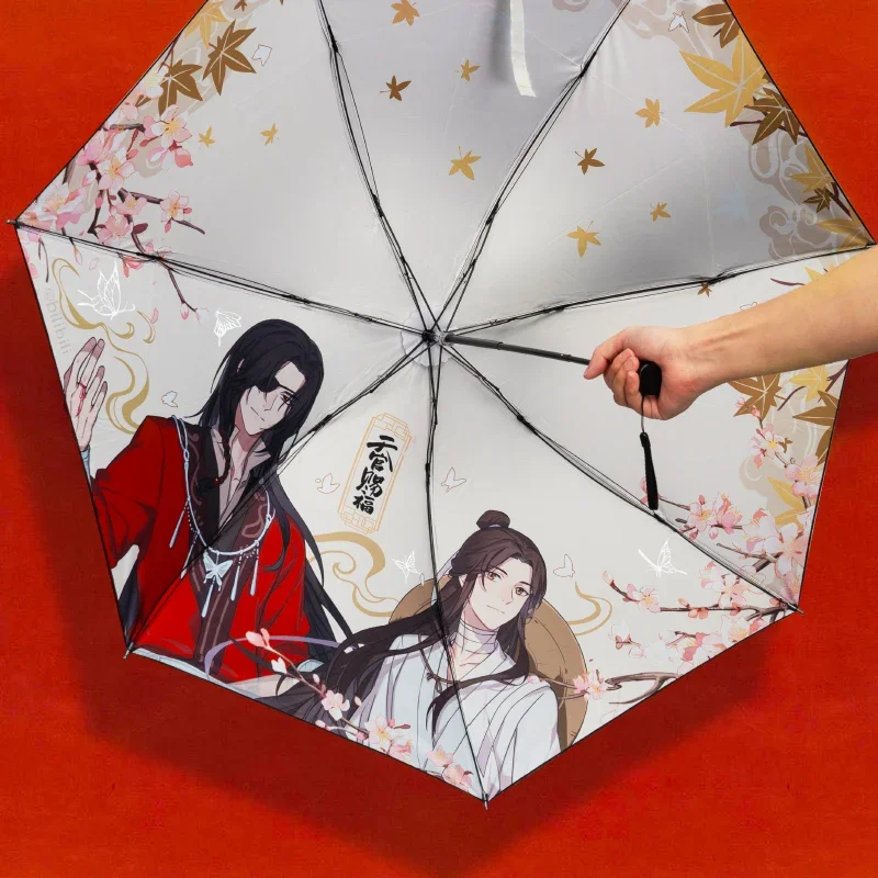 2025 NEW Game Anime Folding Sun Rain Umbrella Tian Guan Ci Fu Hua Cheng Xie Lian Cosplay Fashion Portable Gifts