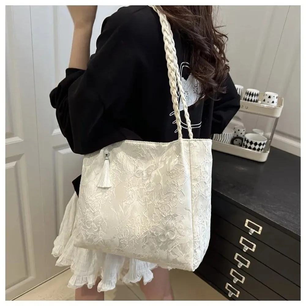 Neue Freizeittasche im chinesischen Stil mit Textur, vielseitige Handtasche mit antiken Hanfu-Elementen, große Kapazität, Arbeitstasche, Geschenk – Detail 14