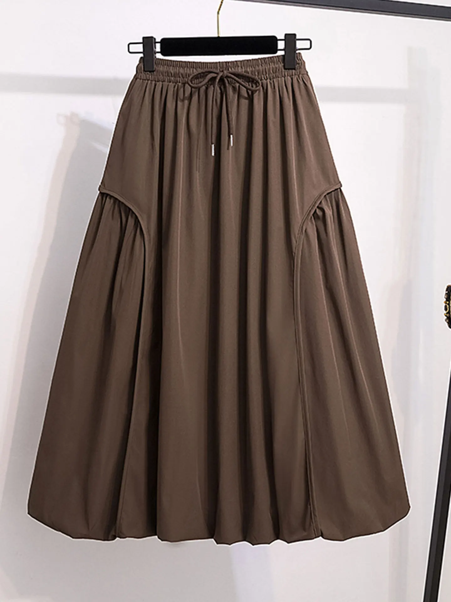 

Юбка женская больших размеров в корейском стиле, с завышенной талией, А-силуэт, повседневная, простая, скрывающая бедра, осенне-зимняя, элегантная