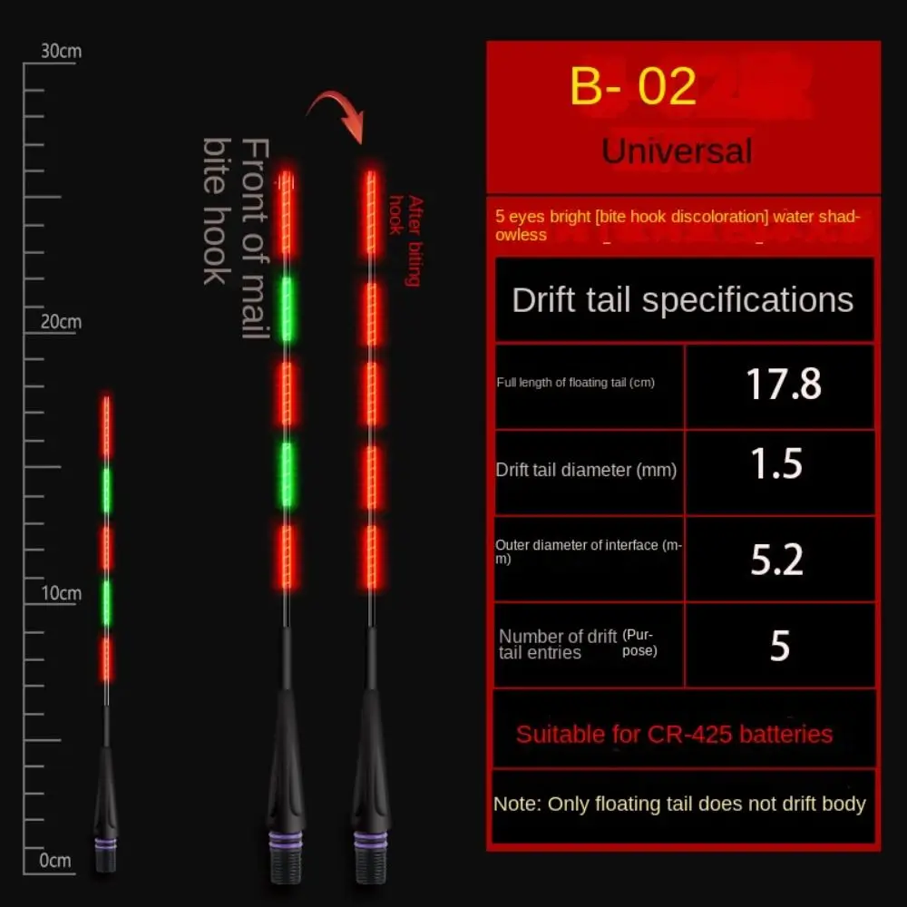 야간 낚시 LED 스마트 중력 유도 전자 테일 드리프트 플로트, 슈퍼 브라이트 탑, 야광 초고감도 전자 플로트