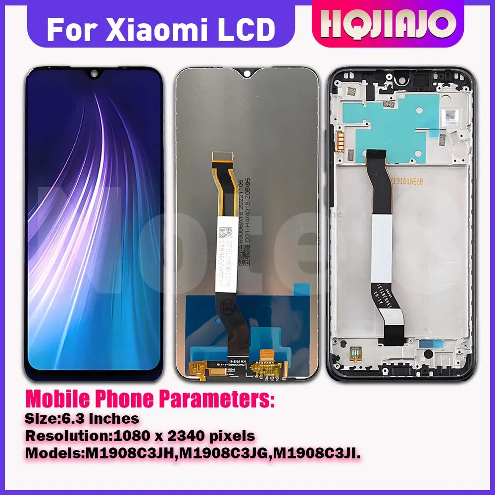 6.3'' High Quality For Xiaomi Redmi Note 8 LCD Display Touch Screen Digitizer For Redmi Note8 M1908C3JH LCD Replacement Assembly