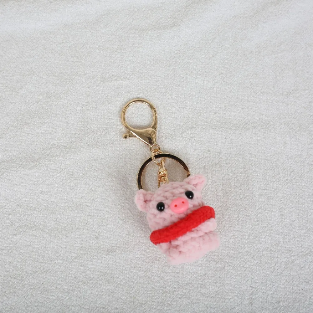 Creative Cartoon Crochet Pig Keychain Animal Handmaking Knitting Keychain Cute Pink Pig Pendant Bag Charm