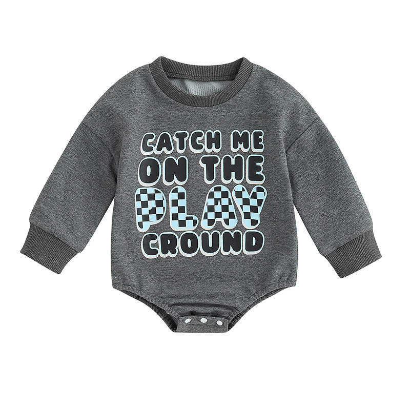 

Baby Boy Romper, Long Sleeve Crew Neck Letters Print Fall Bodysuit Clothes for Casual Daily
